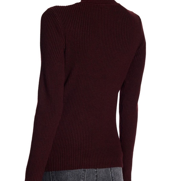 John + Jenn ribbed keyhole choker plum sweater M - Picture 2 of 9